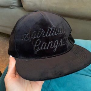 Flat snap back Spiritual Gangster black velvet hat